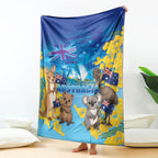 Happy Australia Flag Day Blanket Aussie Animals Grunge Style
