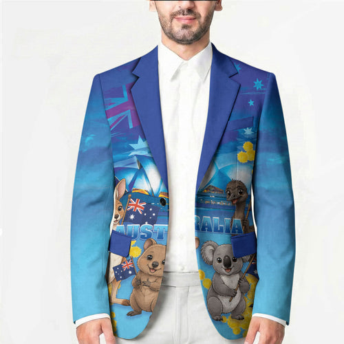 Happy Australia Flag Day Blazer Aussie Animals Grunge Style