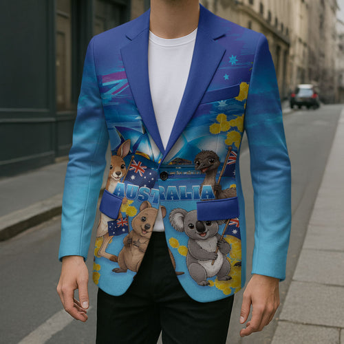 Happy Australia Flag Day Blazer Aussie Animals Grunge Style