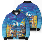 Happy Australia Flag Day Bomber Puffer Jacket Aussie Animals Grunge Style