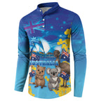 Happy Australia Flag Day Button Sweatshirt Aussie Animals Grunge Style