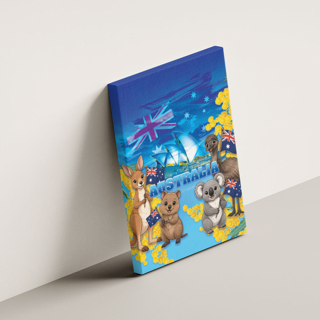 Happy Australia Flag Day Canvas Wall Art Aussie Animals Grunge Style