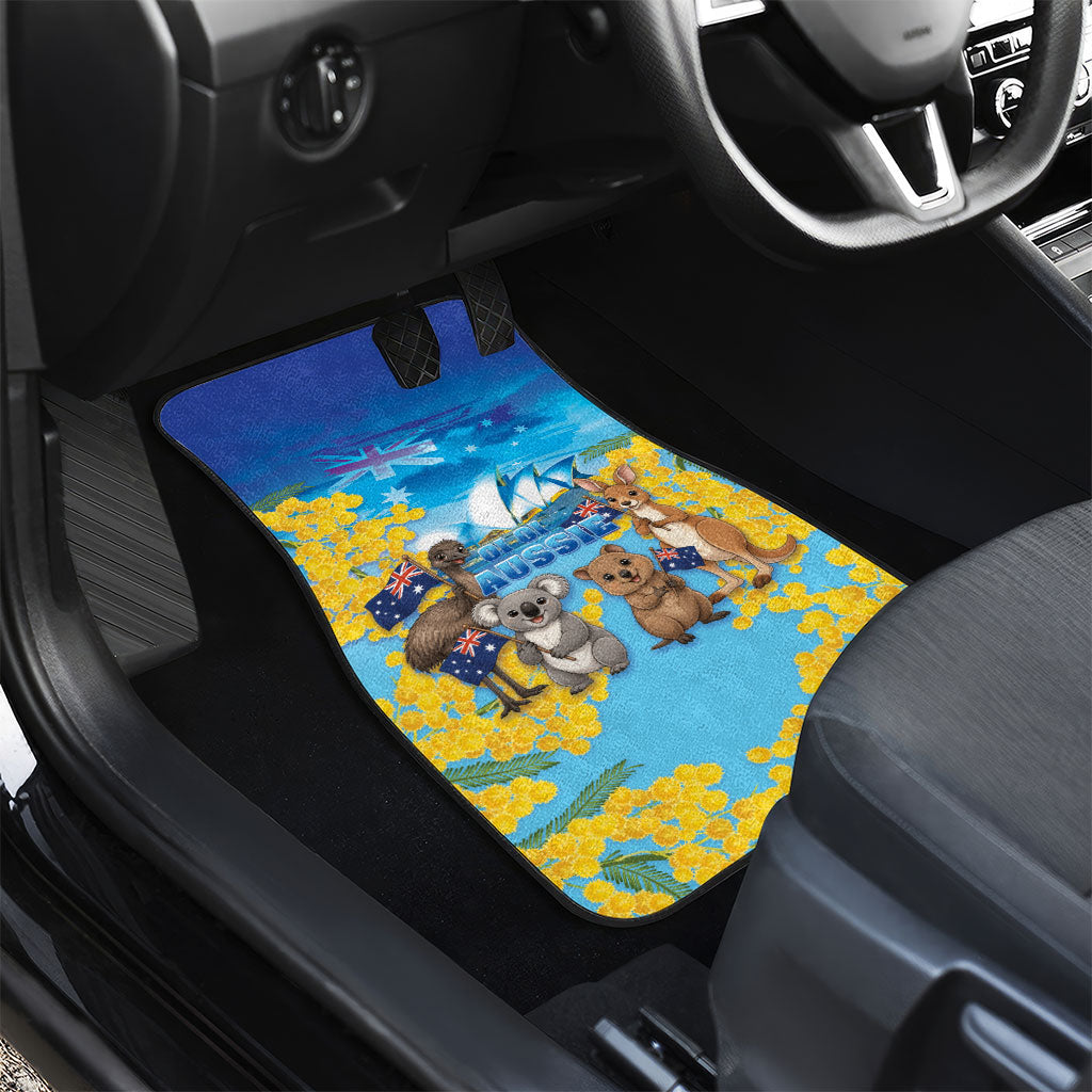Happy Australia Flag Day Car Mats Aussie Animals Grunge Style