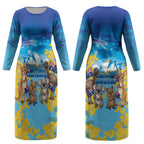 Happy Australia Flag Day Couples Matching Long Sleeve Bodycon Dress and Long Sleeve Button Shirt Aussie Animals Grunge Style