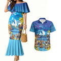 Happy Australia Flag Day Couples Matching Mermaid Dress and Hawaiian Shirt Aussie Animals Grunge Style