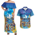 Happy Australia Flag Day Couples Matching Off Shoulder Maxi Dress and Hawaiian Shirt Aussie Animals Grunge Style