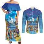 Happy Australia Flag Day Couples Matching Off Shoulder Maxi Dress and Long Sleeve Button Shirt Aussie Animals Grunge Style