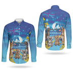 Happy Australia Flag Day Couples Matching Short Sleeve Bodycon Dress and Long Sleeve Button Shirt Aussie Animals Grunge Style