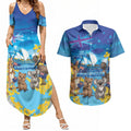 Happy Australia Flag Day Couples Matching Summer Maxi Dress and Hawaiian Shirt Aussie Animals Grunge Style