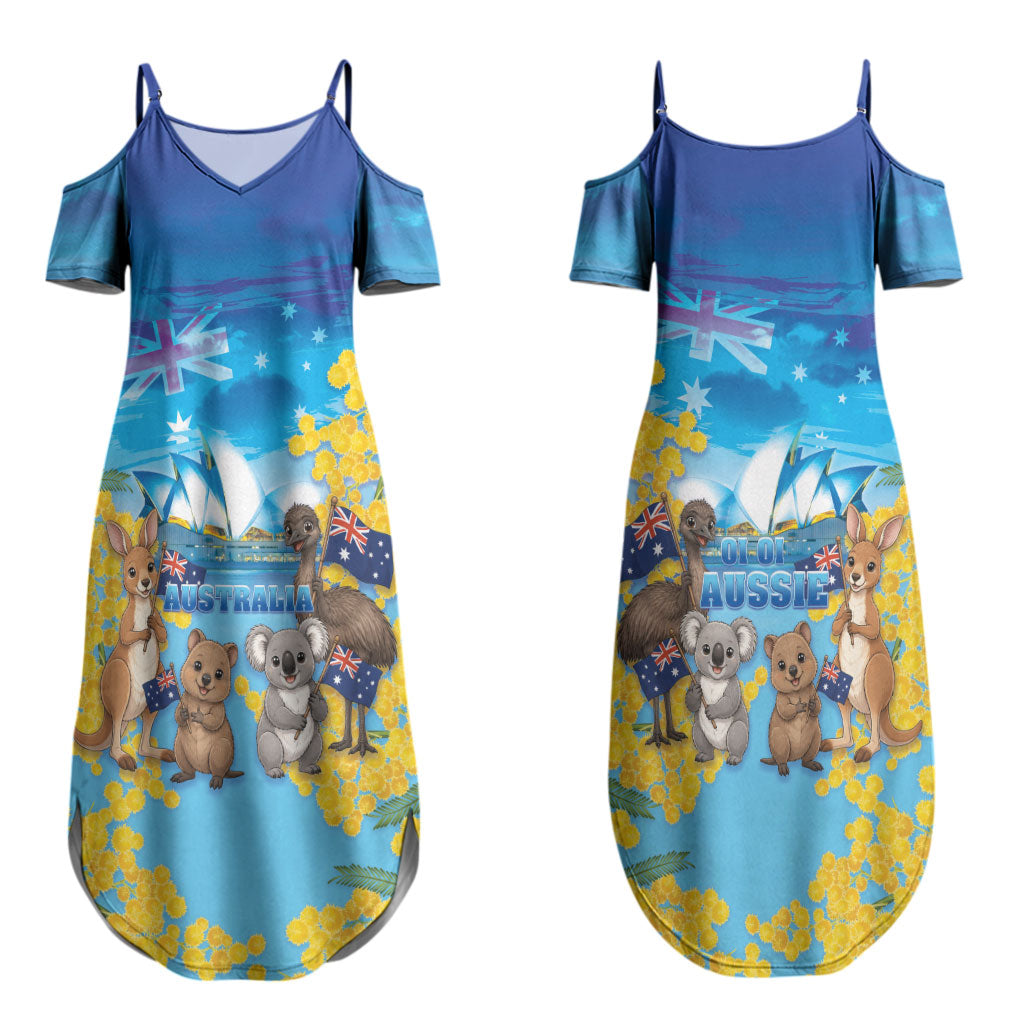 Happy Australia Flag Day Couples Matching Summer Maxi Dress and Hawaiian Shirt Aussie Animals Grunge Style