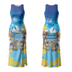 Happy Australia Flag Day Couples Matching Tank Maxi Dress and Long Sleeve Button Shirt Aussie Animals Grunge Style