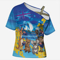 Happy Australia Flag Day Cross Shoulder Shirt Aussie Animals Grunge Style