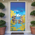 Happy Australia Flag Day Door Cover Aussie Animals Grunge Style