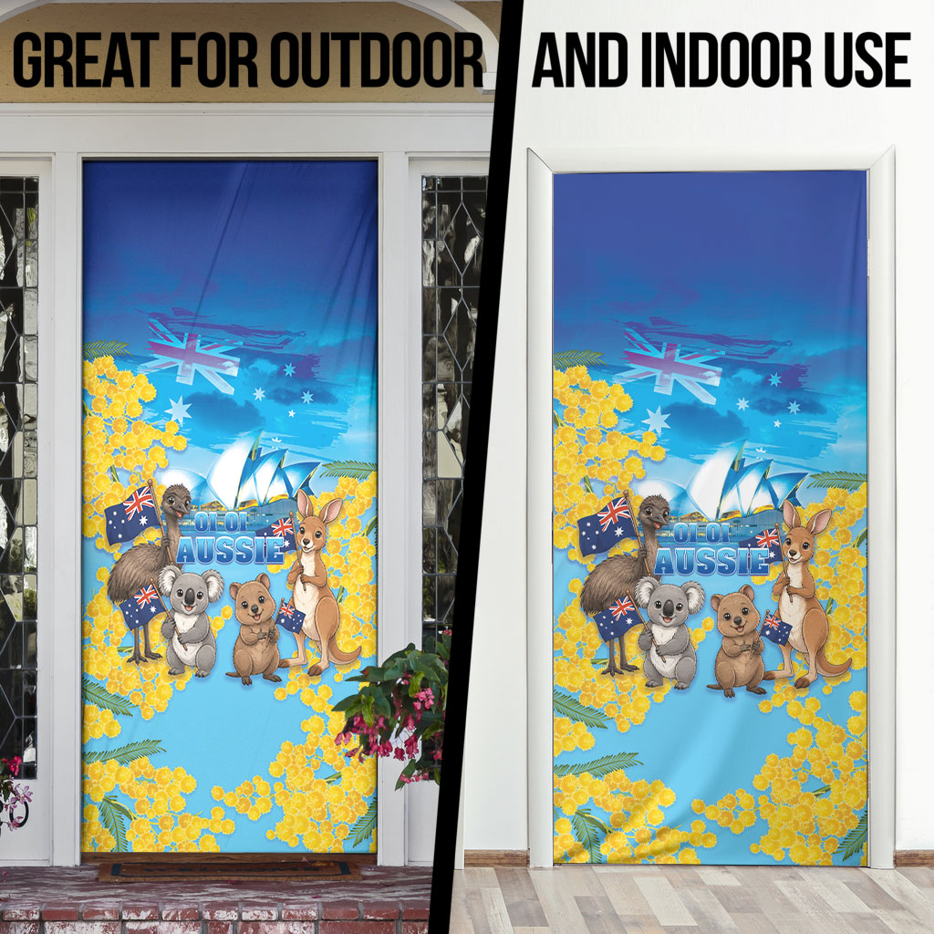 Happy Australia Flag Day Door Cover Aussie Animals Grunge Style
