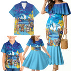 Happy Australia Flag Day Family Matching Mermaid Dress and Hawaiian Shirt Aussie Animals Grunge Style