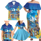 Happy Australia Flag Day Family Matching Off Shoulder Maxi Dress and Hawaiian Shirt Aussie Animals Grunge Style