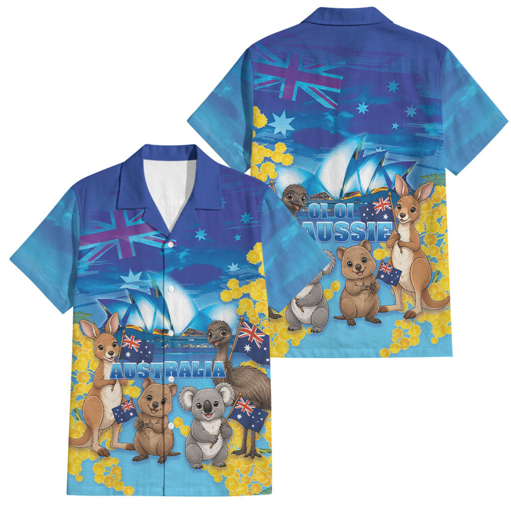 Happy Australia Flag Day Family Matching Puletasi and Hawaiian Shirt Aussie Animals Grunge Style