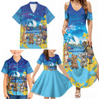 Happy Australia Flag Day Family Matching Summer Maxi Dress and Hawaiian Shirt Aussie Animals Grunge Style