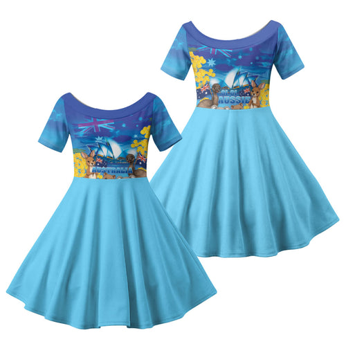 Happy Australia Flag Day Family Matching Summer Maxi Dress and Hawaiian Shirt Aussie Animals Grunge Style