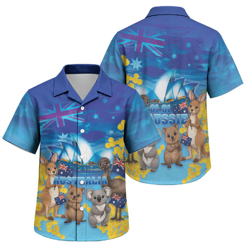 Happy Australia Flag Day Family Matching Summer Maxi Dress and Hawaiian Shirt Aussie Animals Grunge Style