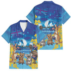 Happy Australia Flag Day Family Matching Tank Maxi Dress and Hawaiian Shirt Aussie Animals Grunge Style