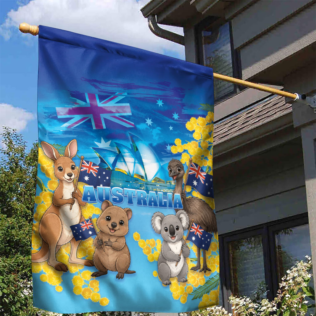 Happy Australia Flag Day Garden Flag Aussie Animals Grunge Style