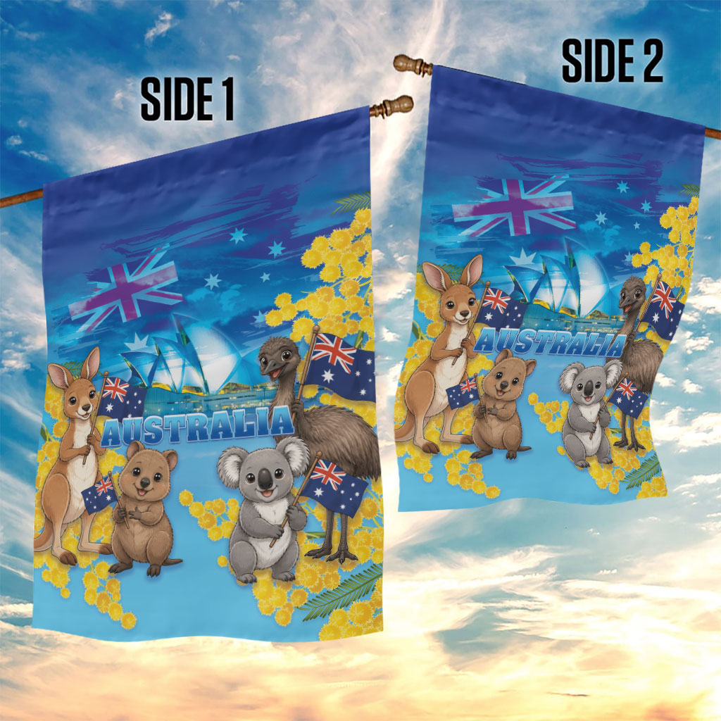 Happy Australia Flag Day Garden Flag Aussie Animals Grunge Style