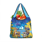 Happy Australia Flag Day Grocery Bag Aussie Animals Grunge Style