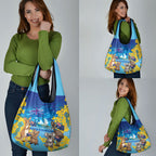 Happy Australia Flag Day Grocery Bag Aussie Animals Grunge Style