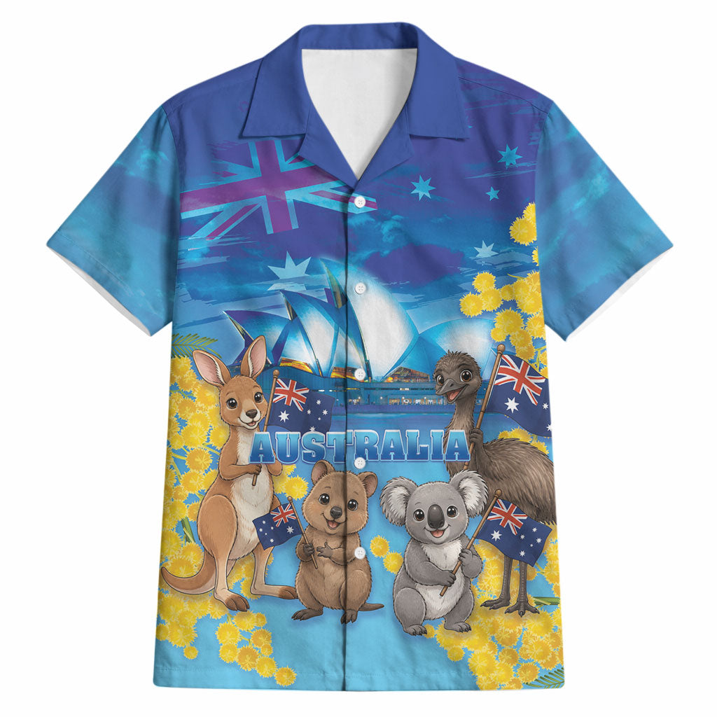 Happy Australia Flag Day Hawaiian Shirt Aussie Animals Grunge Style