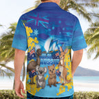 Happy Australia Flag Day Hawaiian Shirt Aussie Animals Grunge Style