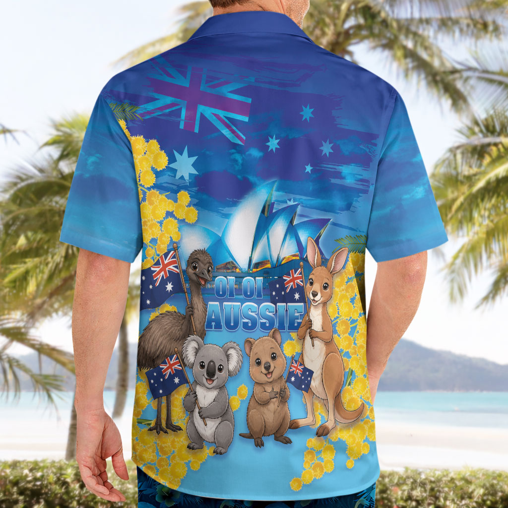 Happy Australia Flag Day Hawaiian Shirt Aussie Animals Grunge Style