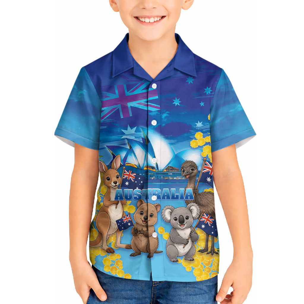 Happy Australia Flag Day Hawaiian Shirt Aussie Animals Grunge Style