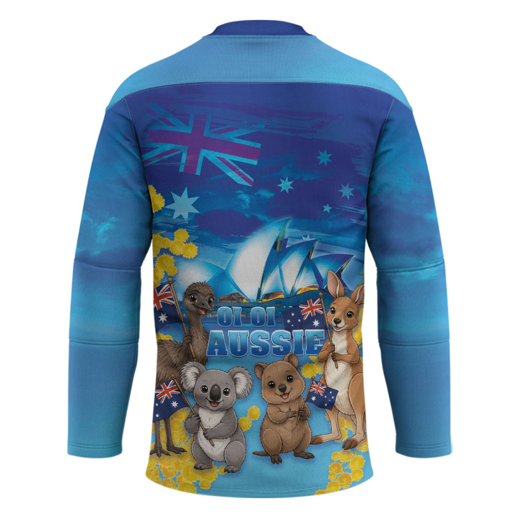 Happy Australia Flag Day Hockey Jersey Aussie Animals Grunge Style