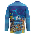 Happy Australia Flag Day Hockey Jersey Aussie Animals Grunge Style