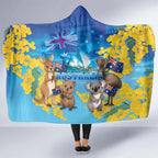 Happy Australia Flag Day Hooded Blanket Aussie Animals Grunge Style