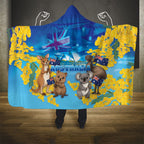 Happy Australia Flag Day Hooded Blanket Aussie Animals Grunge Style