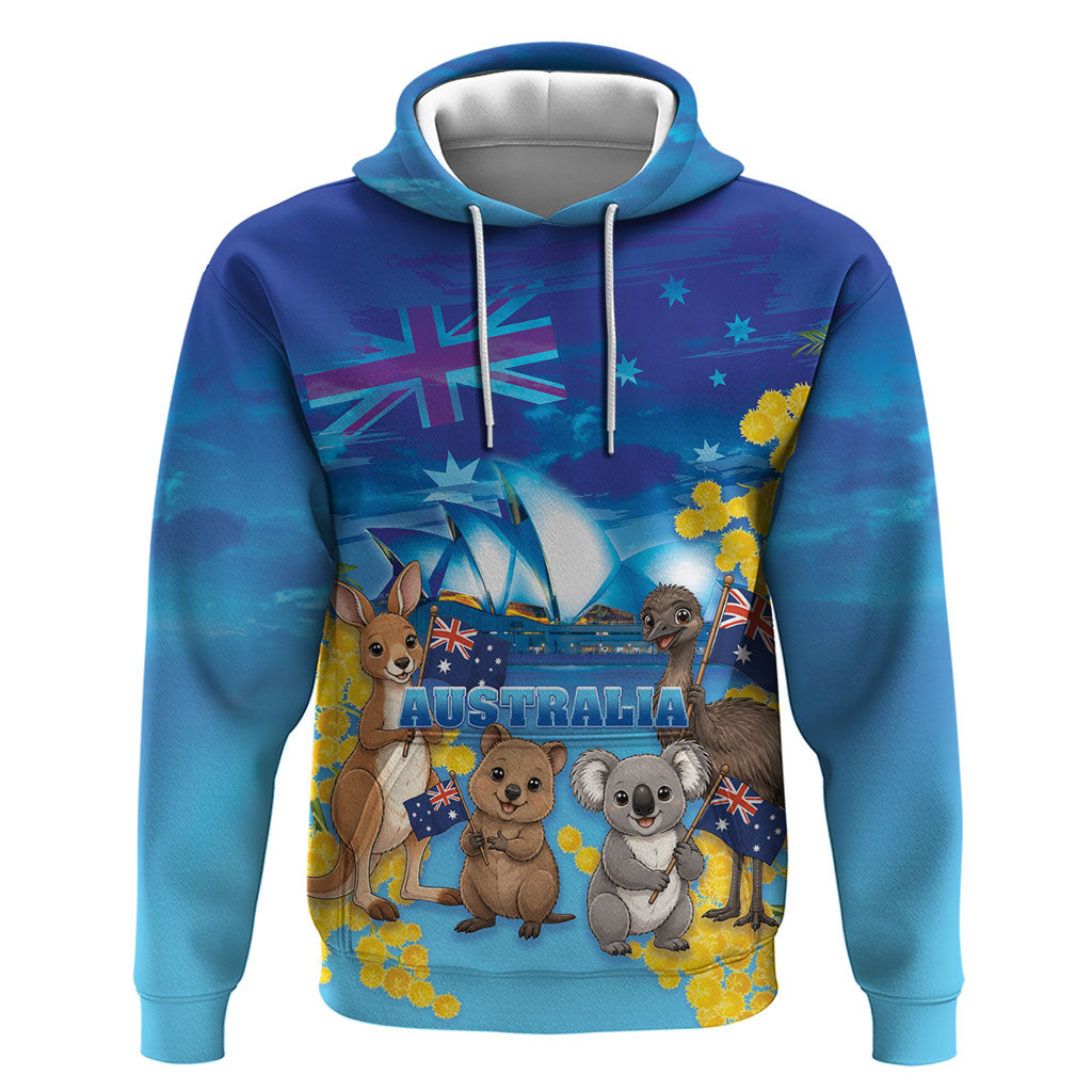 Happy Australia Flag Day Hoodie Aussie Animals Grunge Style