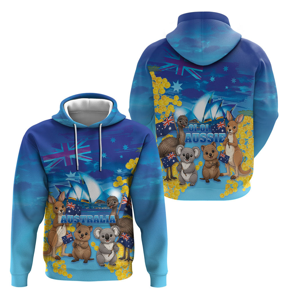 Happy Australia Flag Day Hoodie Aussie Animals Grunge Style
