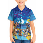 Happy Australia Flag Day Kid Hawaiian Shirt Aussie Animals Grunge Style