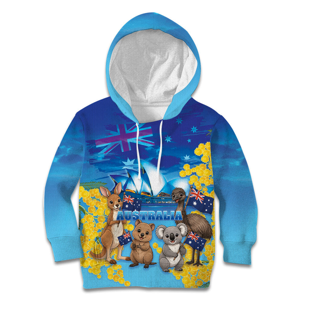 Happy Australia Flag Day Kid Hoodie Aussie Animals Grunge Style