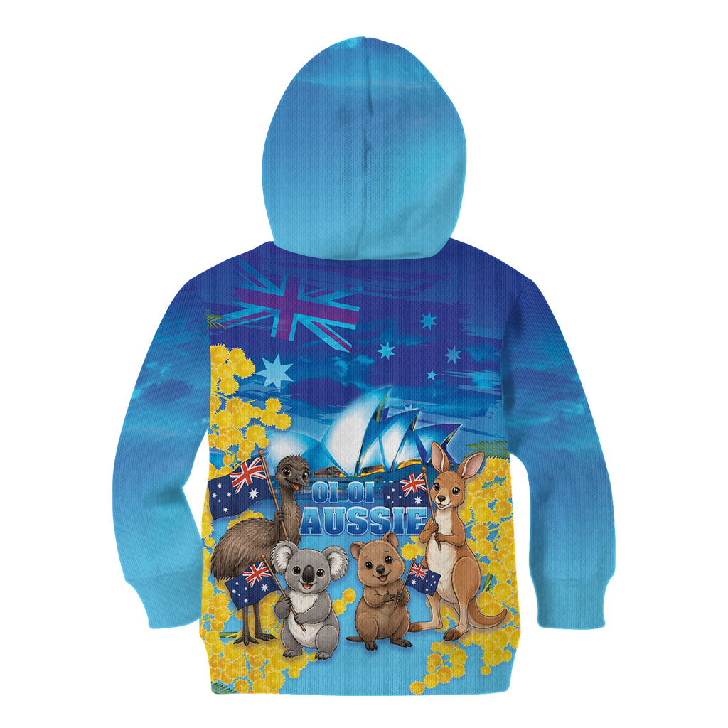 Happy Australia Flag Day Kid Hoodie Aussie Animals Grunge Style