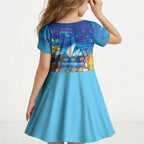 Happy Australia Flag Day Kid Short Sleeve Dress Aussie Animals Grunge Style