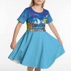 Happy Australia Flag Day Kid Short Sleeve Dress Aussie Animals Grunge Style