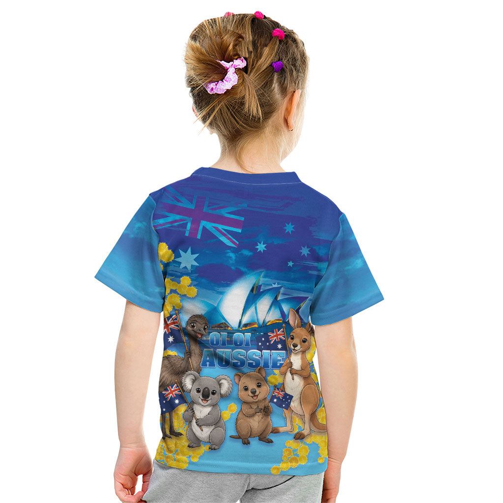Happy Australia Flag Day Kid T Shirt Aussie Animals Grunge Style