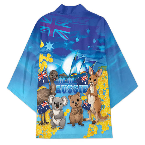 Happy Australia Flag Day Kimono Aussie Animals Grunge Style