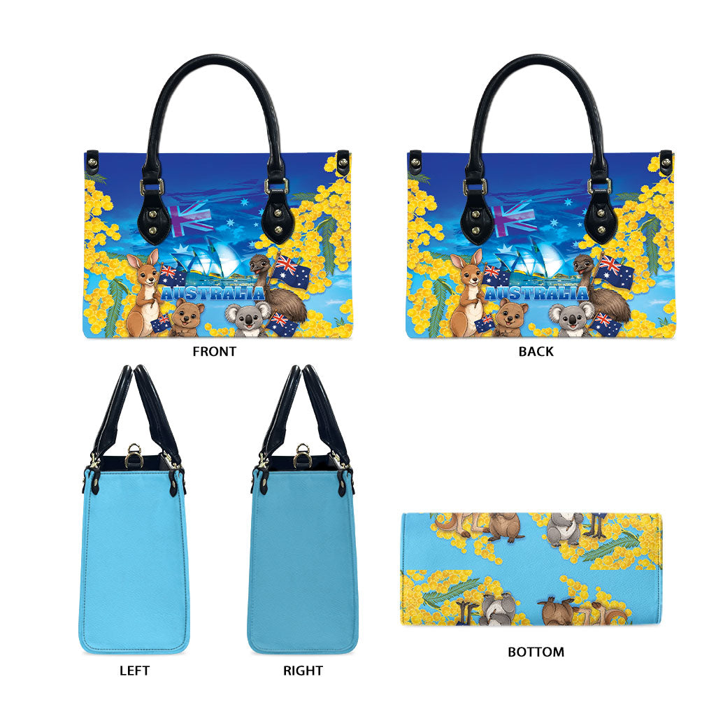 Happy Australia Flag Day Leather Bag Aussie Animals Grunge Style