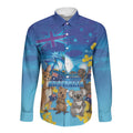 Happy Australia Flag Day Long Sleeve Button Shirt Aussie Animals Grunge Style