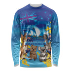 Happy Australia Flag Day Long Sleeve Shirt Aussie Animals Grunge Style