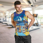 Happy Australia Flag Day Men Tank Top Aussie Animals Grunge Style